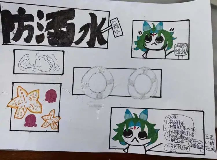 小学生防溺水儿童画图片大全（一）