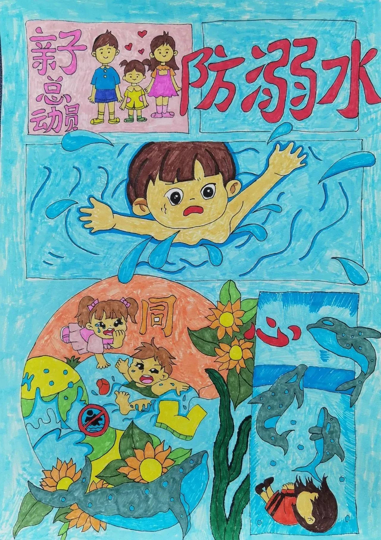 防溺水安全教育内容画画图片（16）