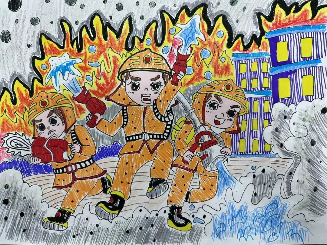 “童心绘消防  致敬逆行者”幼儿园绘画作品（25）