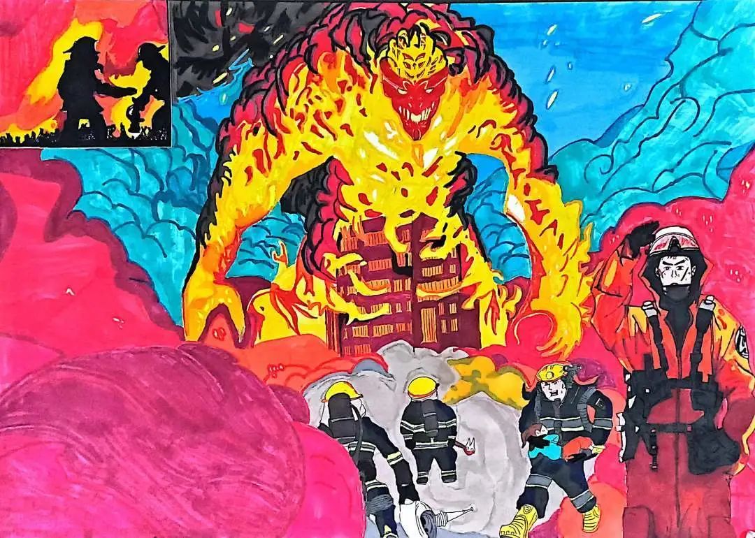 “手绘消防梦 安全记心间”小学生儿童绘画（12）