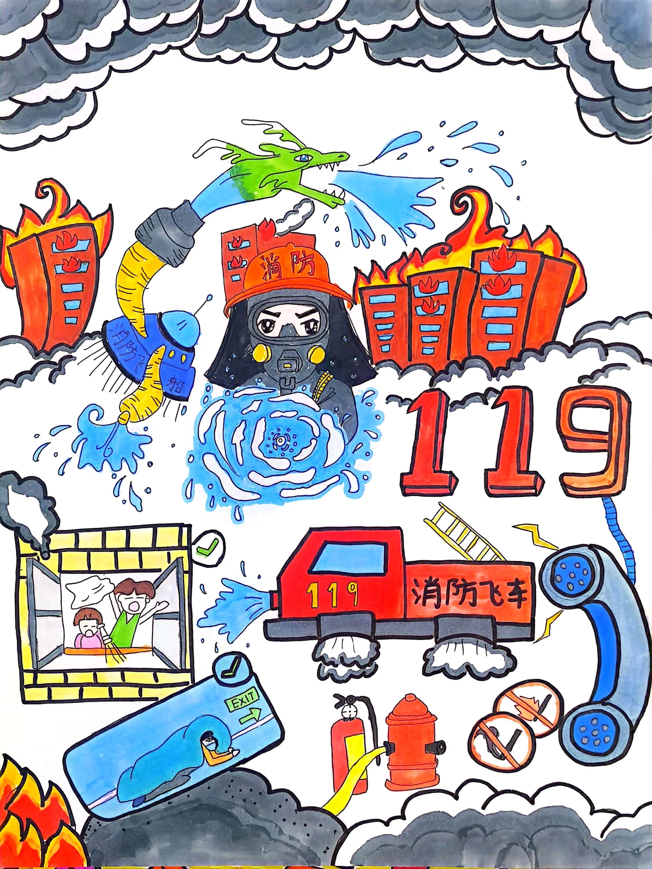 童心火焰蓝消防绘画作品展示（23）