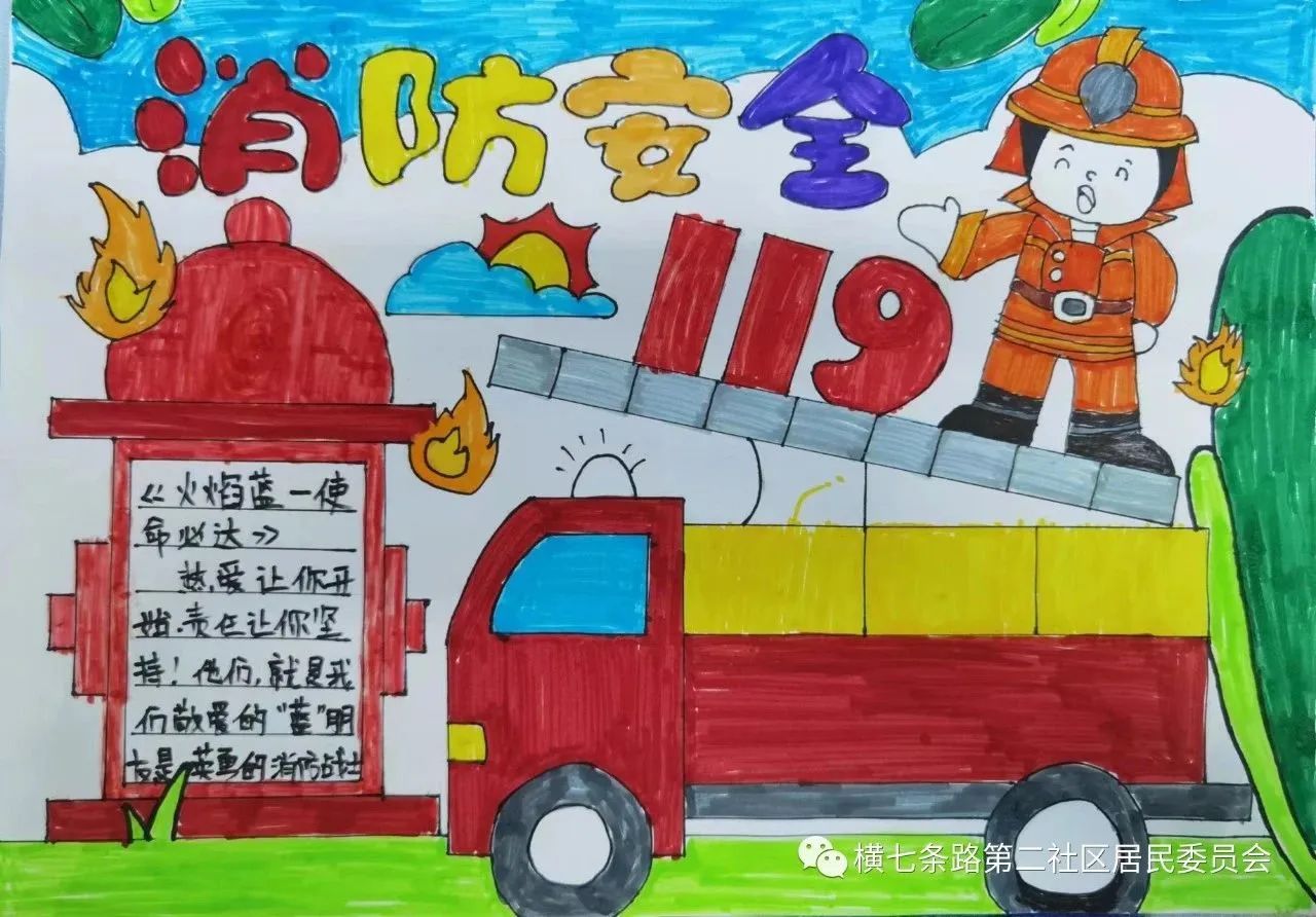 儿童画消防安全主题绘画图片（3）