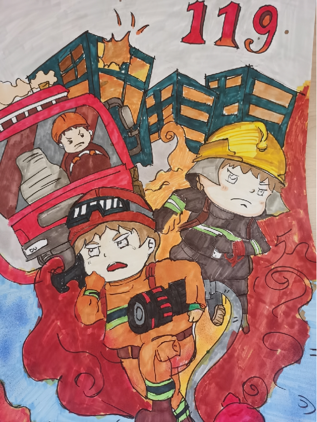 最美逆行者一一致敬消防英雄绘画作品（17）