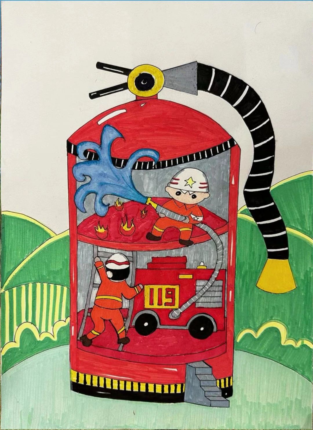 “致敬消防英雄 追梦火焰蓝”画画作品（四）