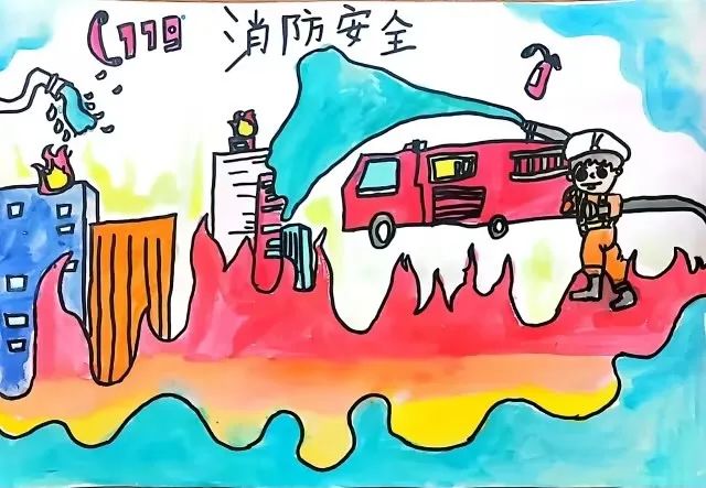 “预防为主 生命至上”消防安全绘画（9）