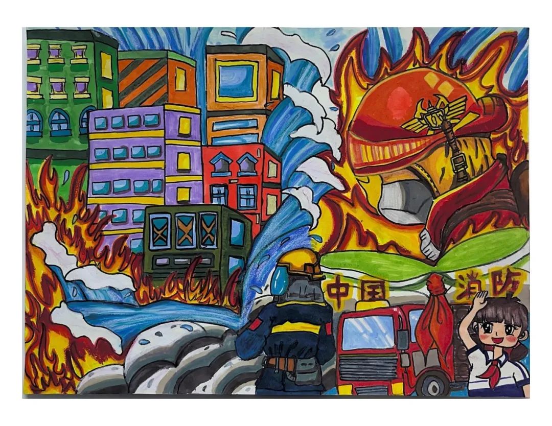 “小小消防员 追梦火焰蓝”消防主题绘画（12）