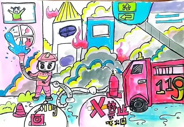 “预防为主 生命至上”消防安全绘画（8）