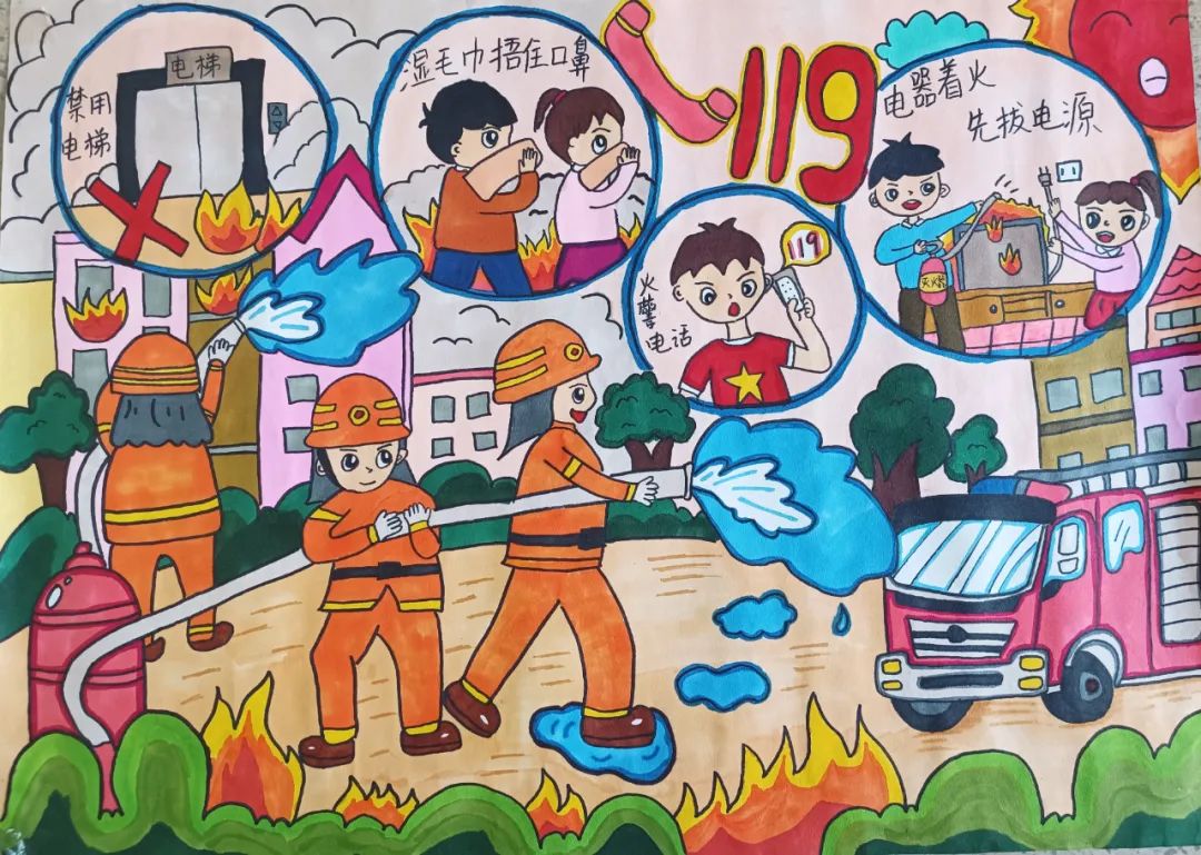 “手绘消防梦 消防驻心间”消防安全主题绘画入围作品（17）