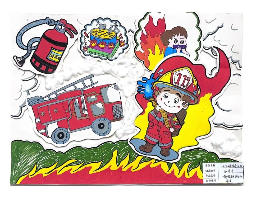 “画说消防 致敬逆行英雄”消防安全绘画图片（9）