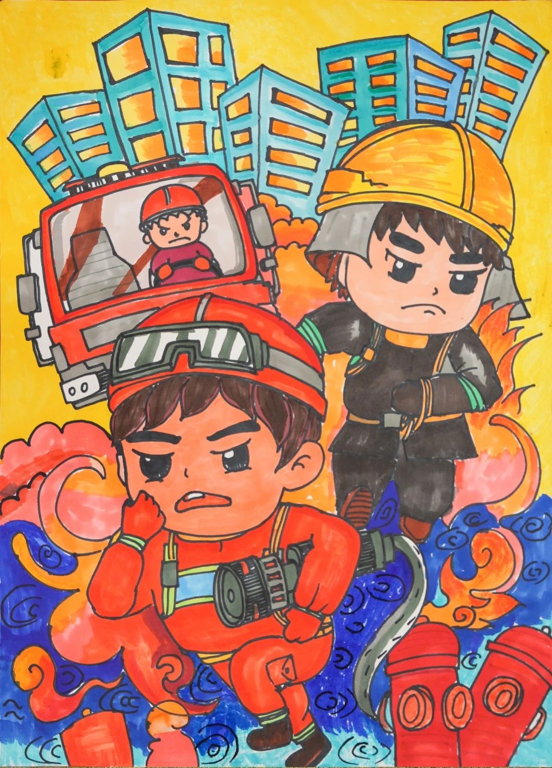 “致敬消防英雄 追梦火焰蓝”画画作品（八）