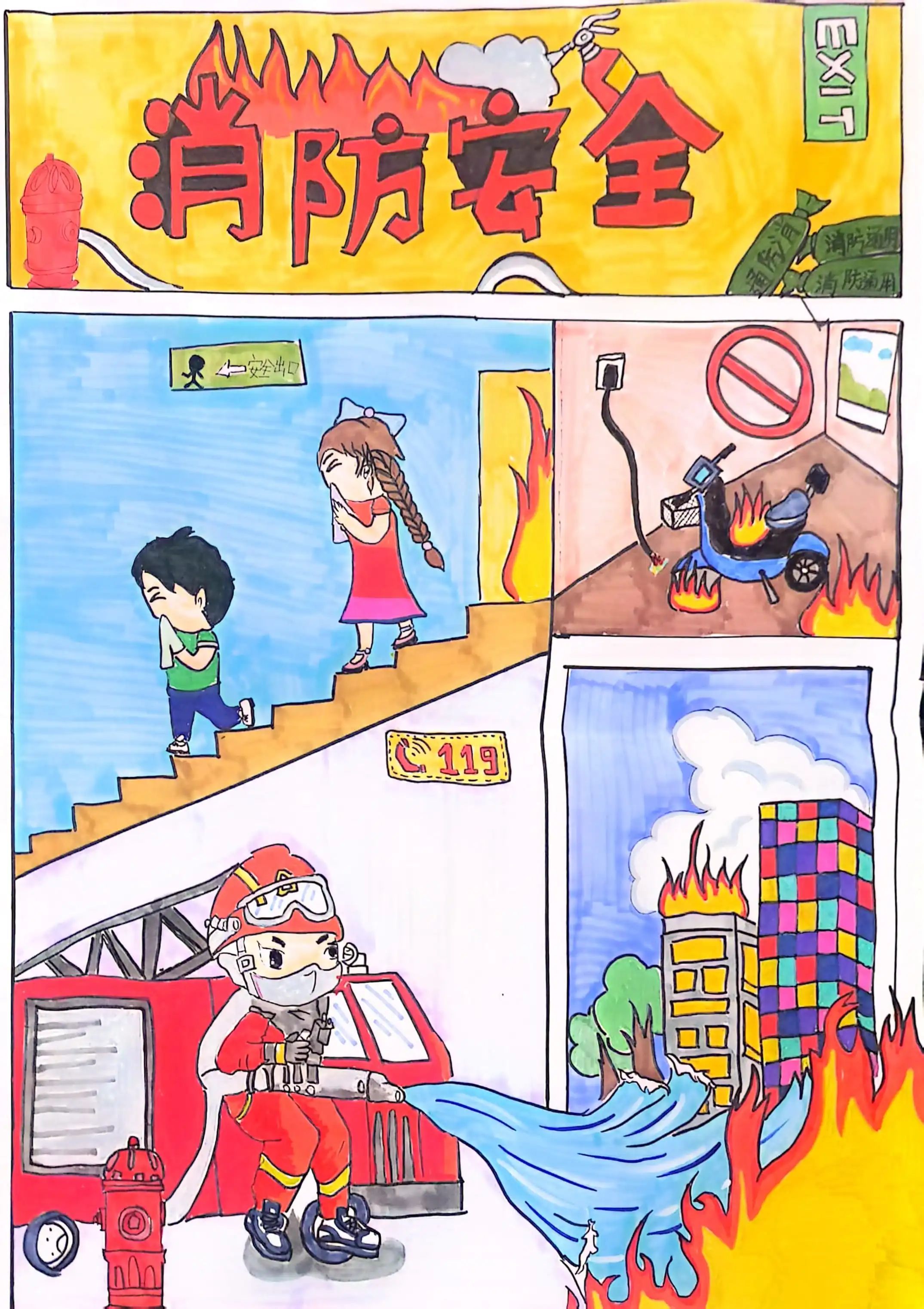 我是小小消防员的消防安全主题绘画（17）
