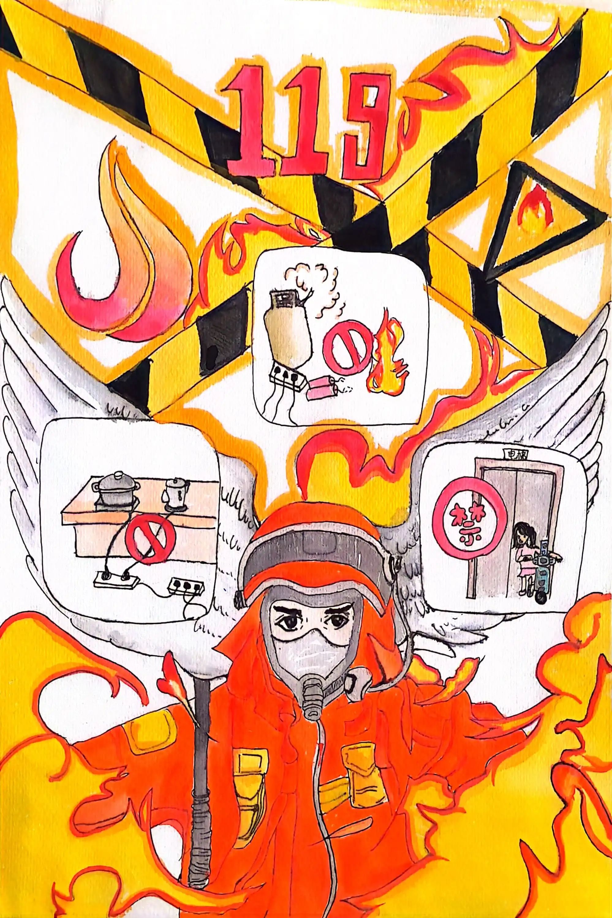 “手绘消防知识 安全谨记在心”消防安全图片（6）