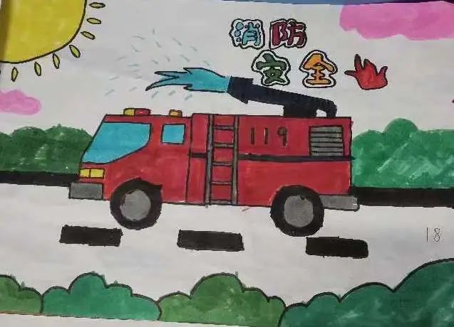 “童心绘消防  致敬逆行者”幼儿园绘画作品（5）