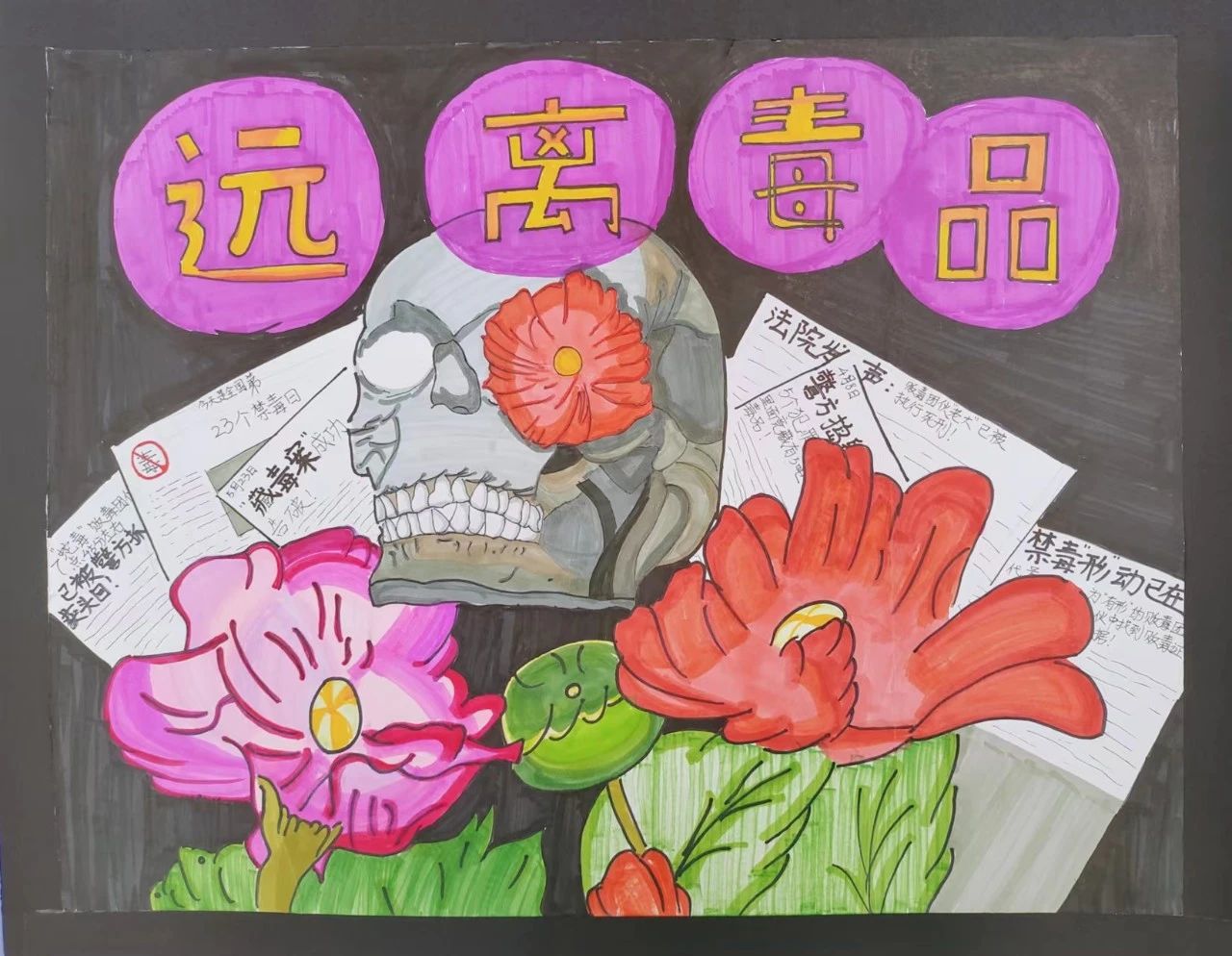“青春无毒 逐梦未来”优秀画画作品（12）
