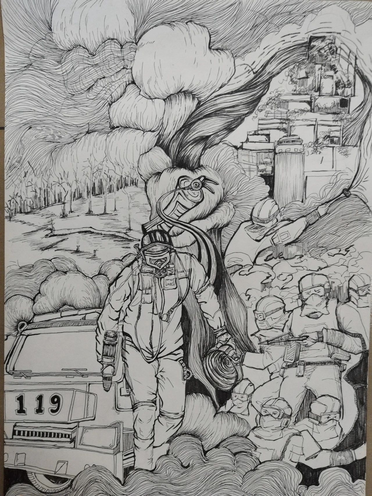 《厉害了我的消防员》绘画作品展示（十八）
