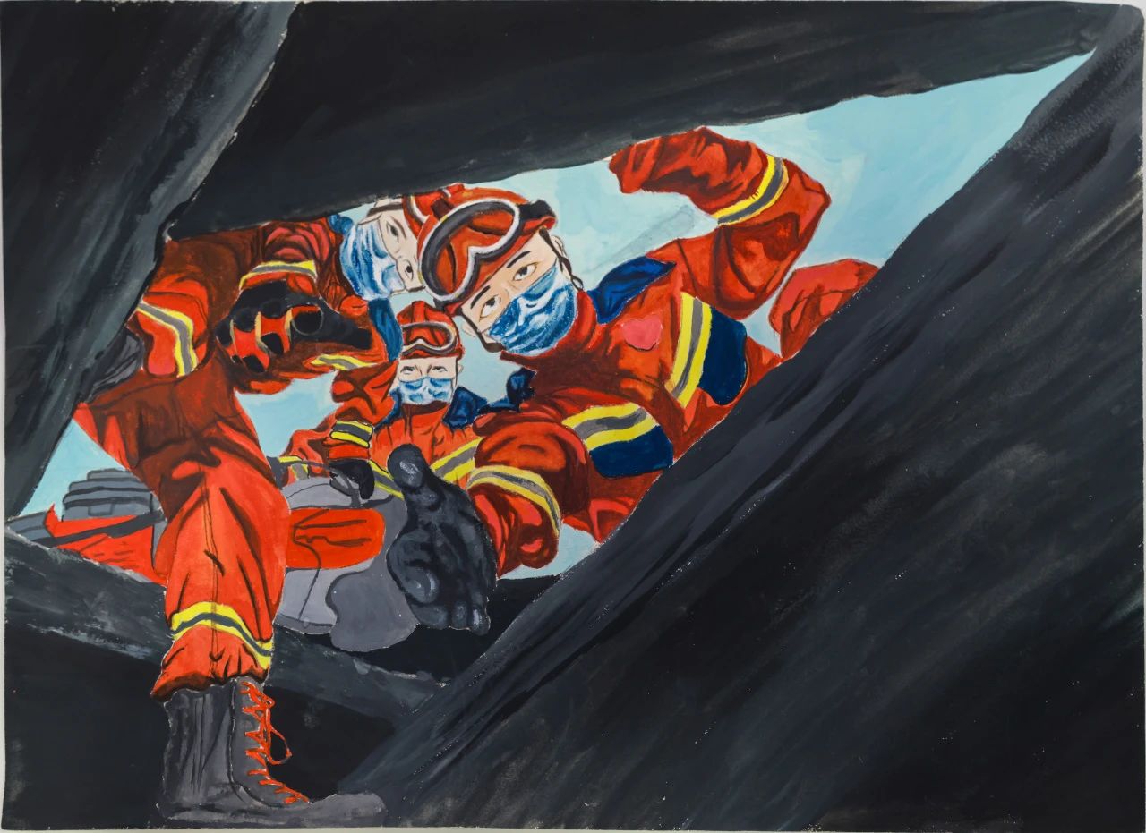 《烈火英雄》消防安全主题创意水粉画（12）