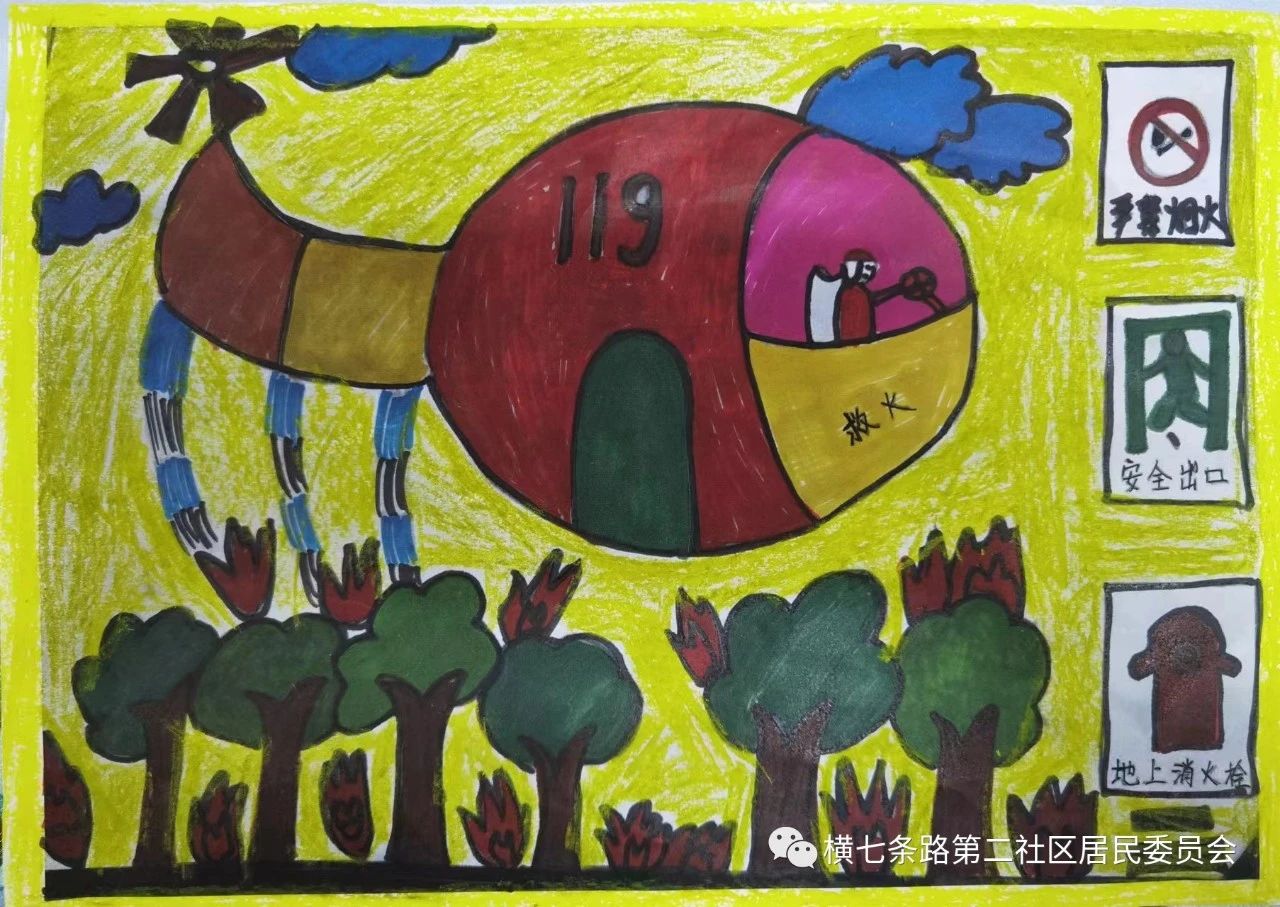儿童画消防安全主题绘画图片（9）