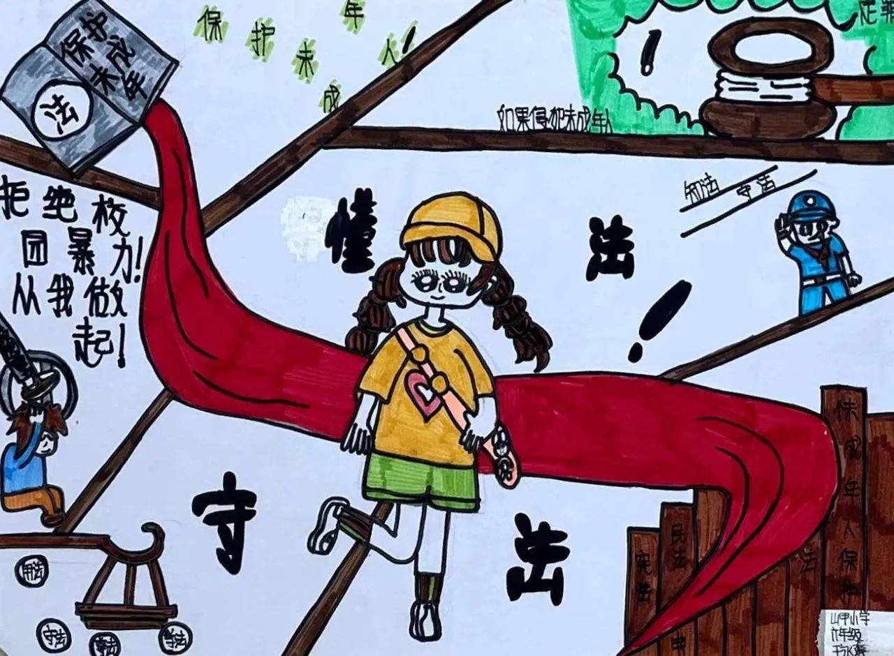 “青春绘法 法伴青春”做学法守法好少年画画图片（11）