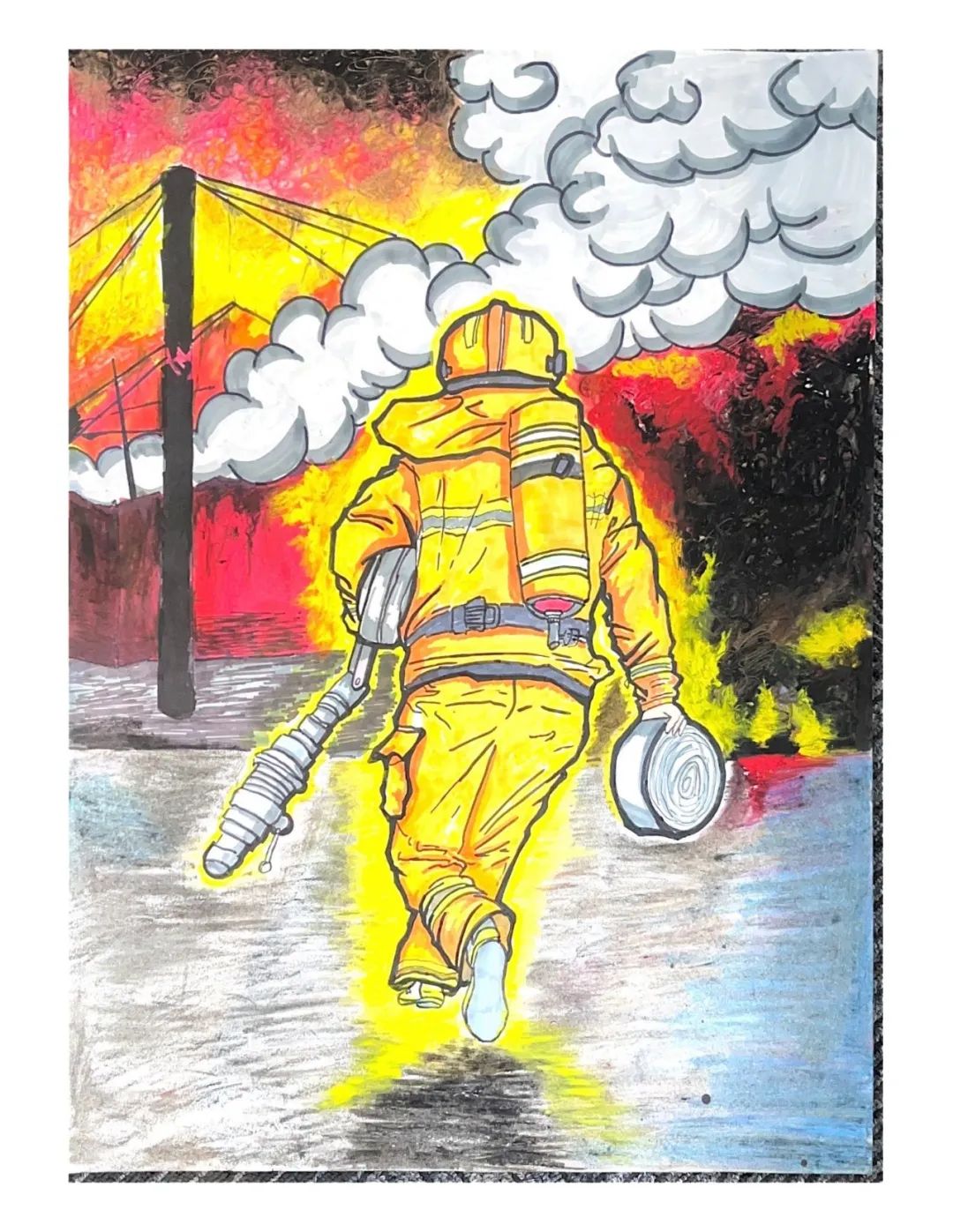 “小小消防员 追梦火焰蓝”消防主题绘画（15）