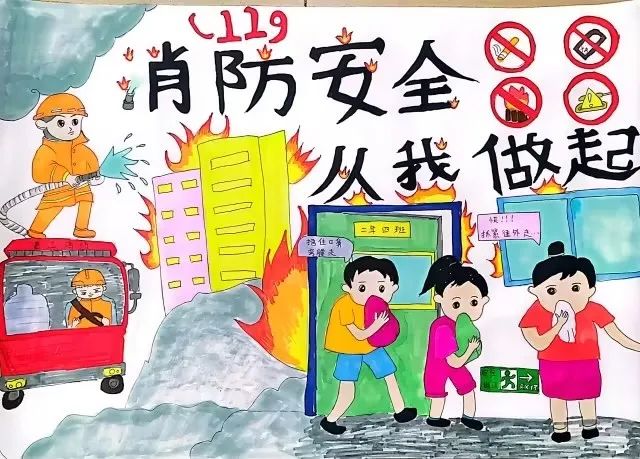 “预防为主 生命至上”消防安全绘画（6）