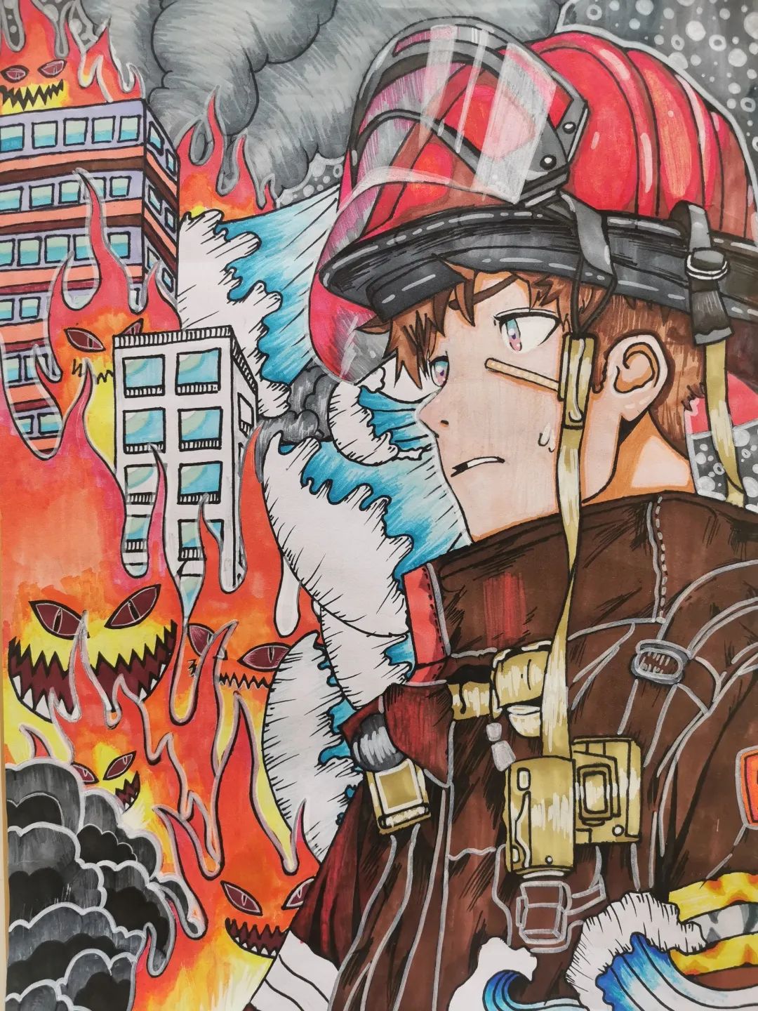 “手绘消防梦 安全记心间”小学生儿童绘画（3）