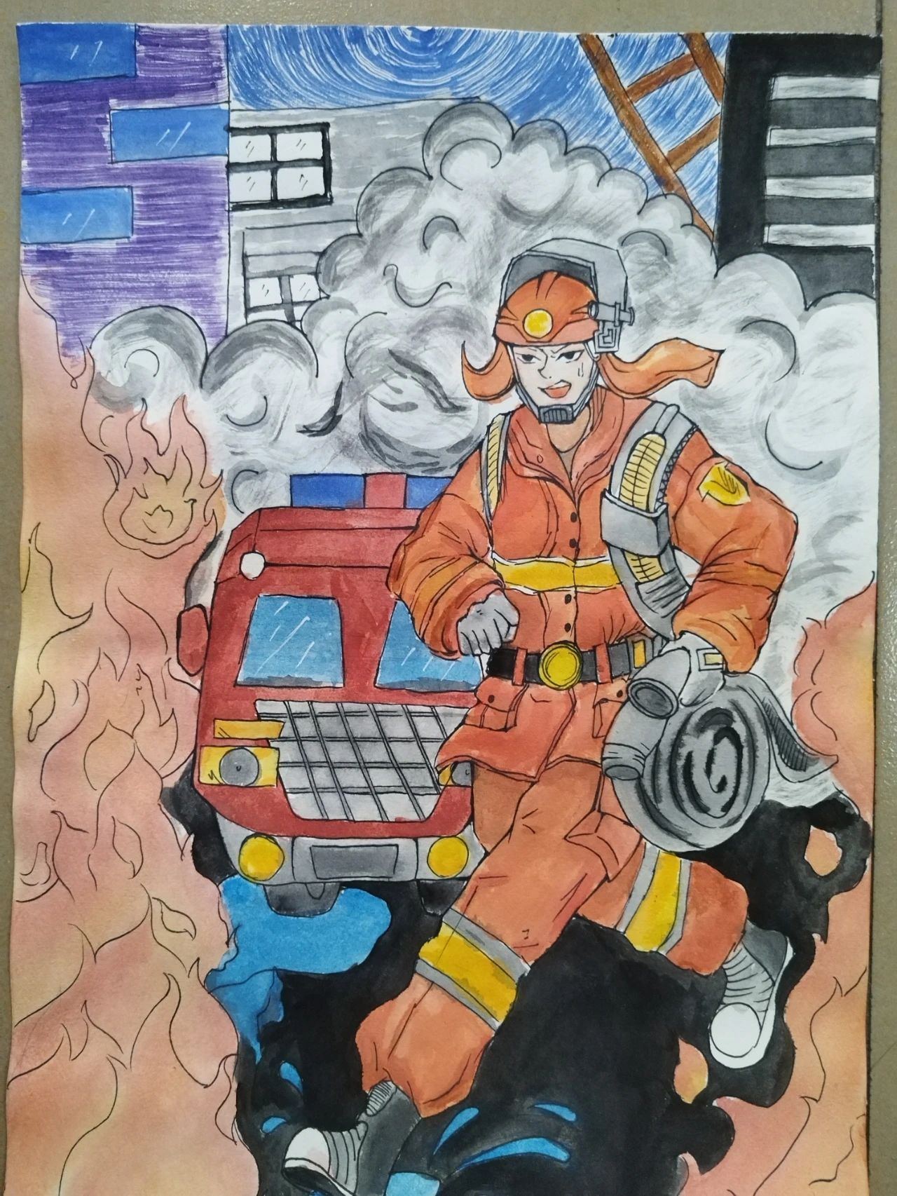 《厉害了我的消防员》绘画作品展示（十七）