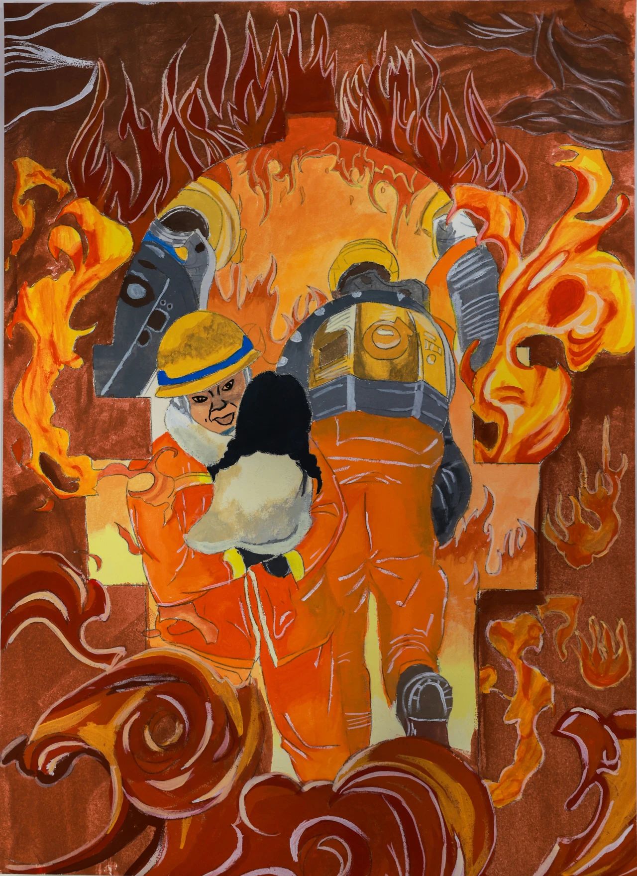 《烈火英雄》消防安全主题创意水粉画（14）