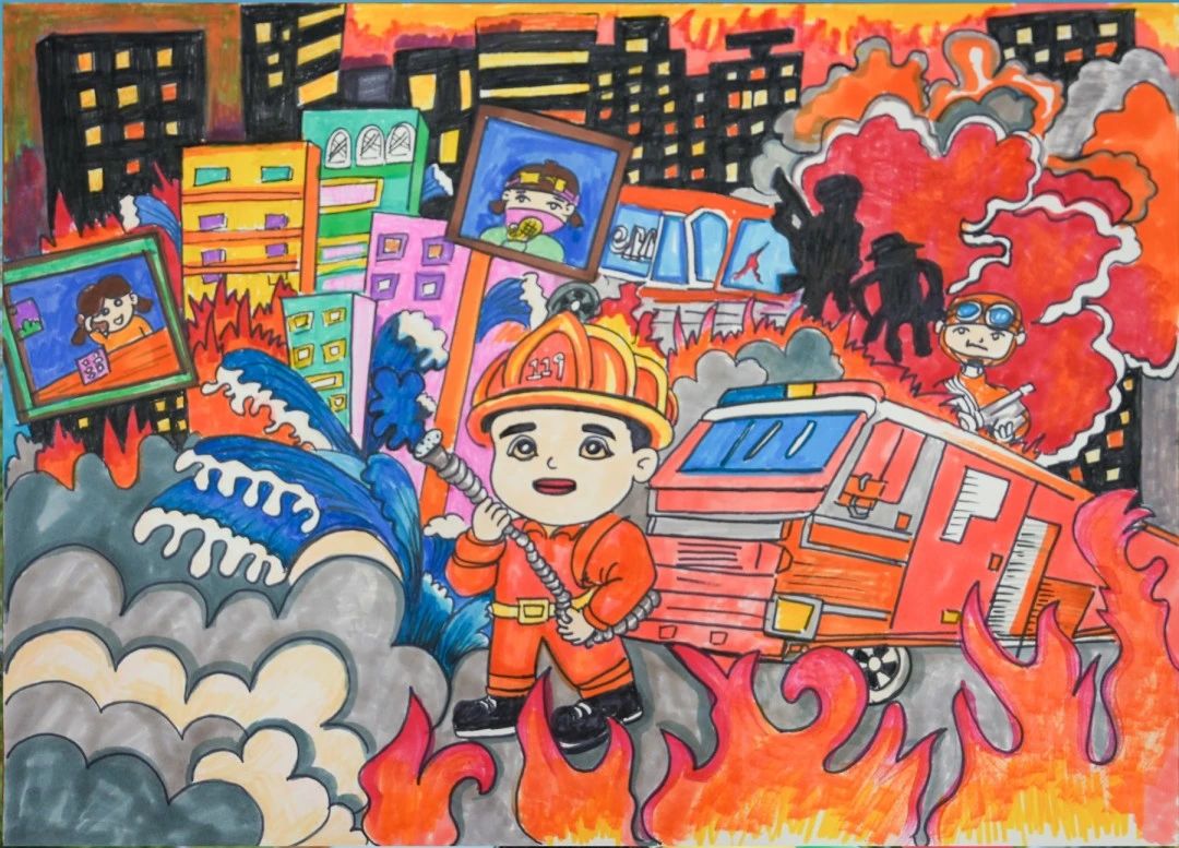 “致敬消防英雄 追梦火焰蓝”画画作品（九）