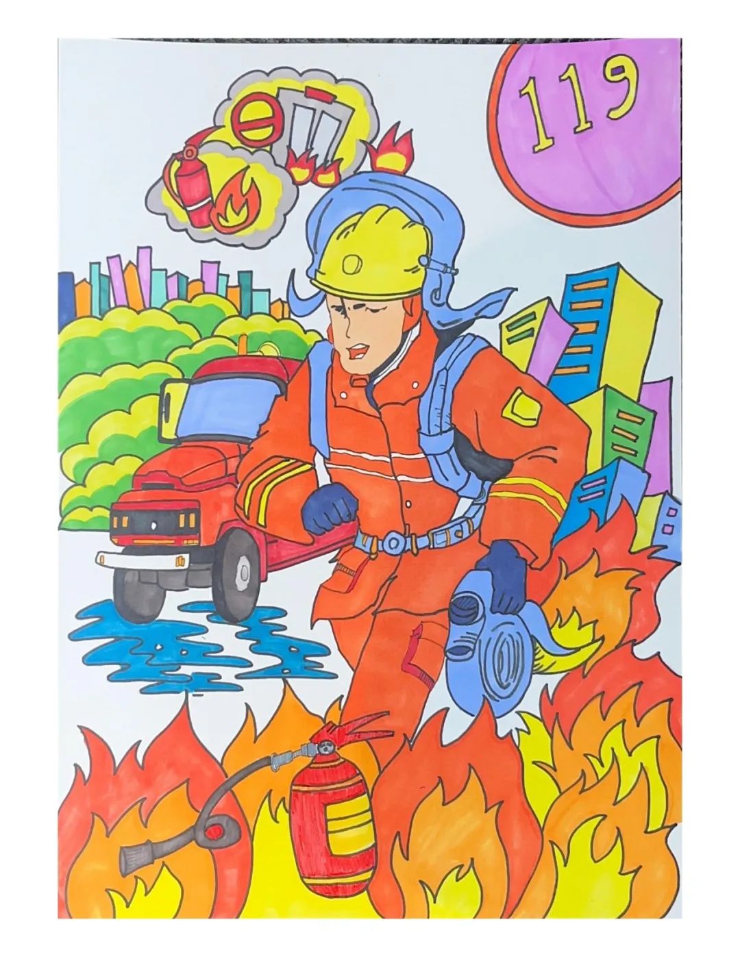 “小小消防员 追梦火焰蓝”消防主题绘画（18）