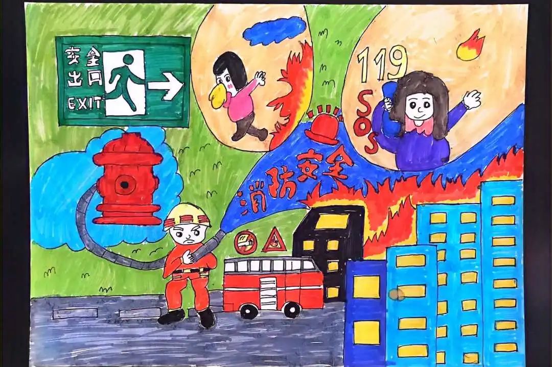 我是小小消防员的消防安全主题绘画（19）