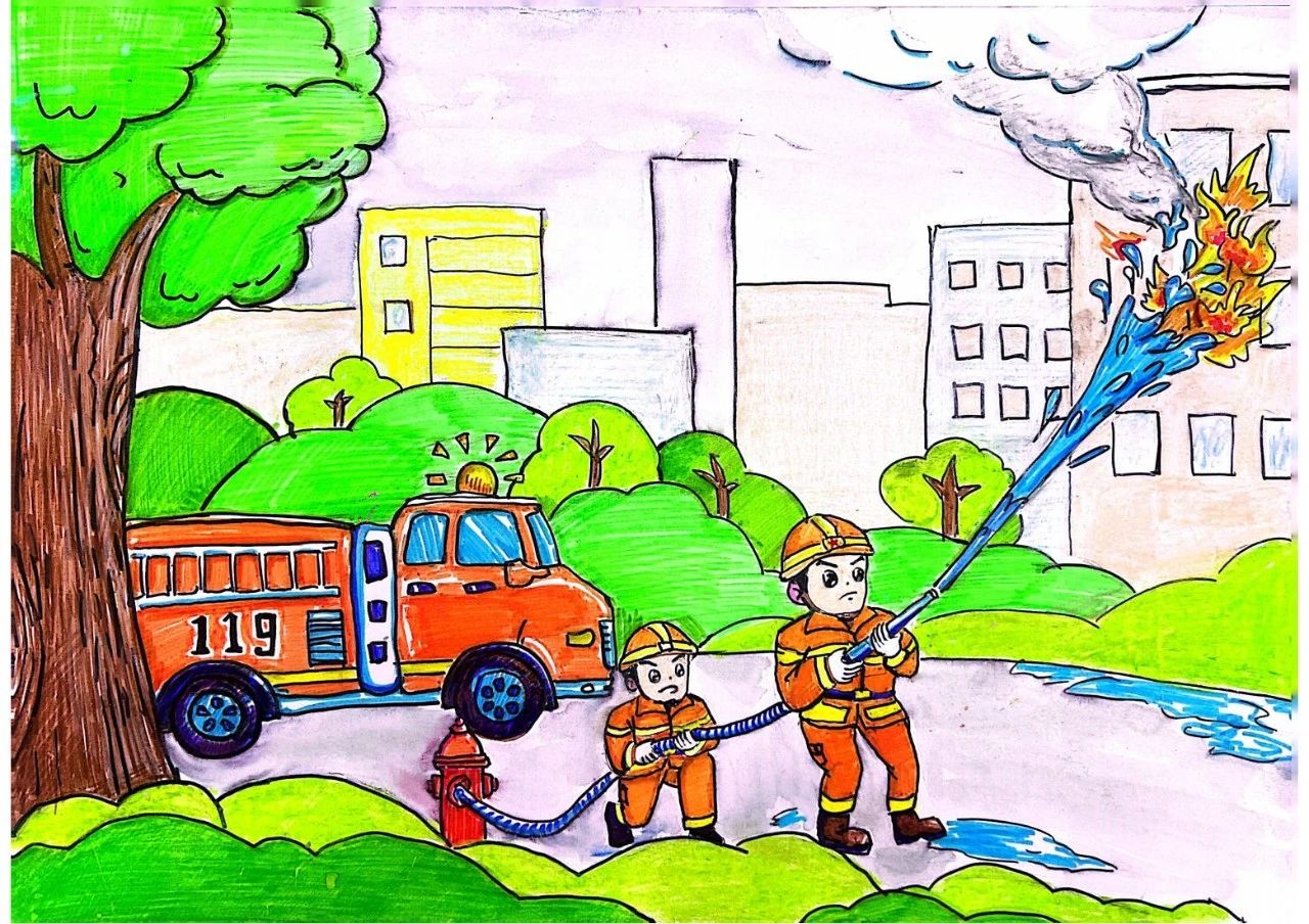 “我是小小消防员”主题儿童绘画图片（8）