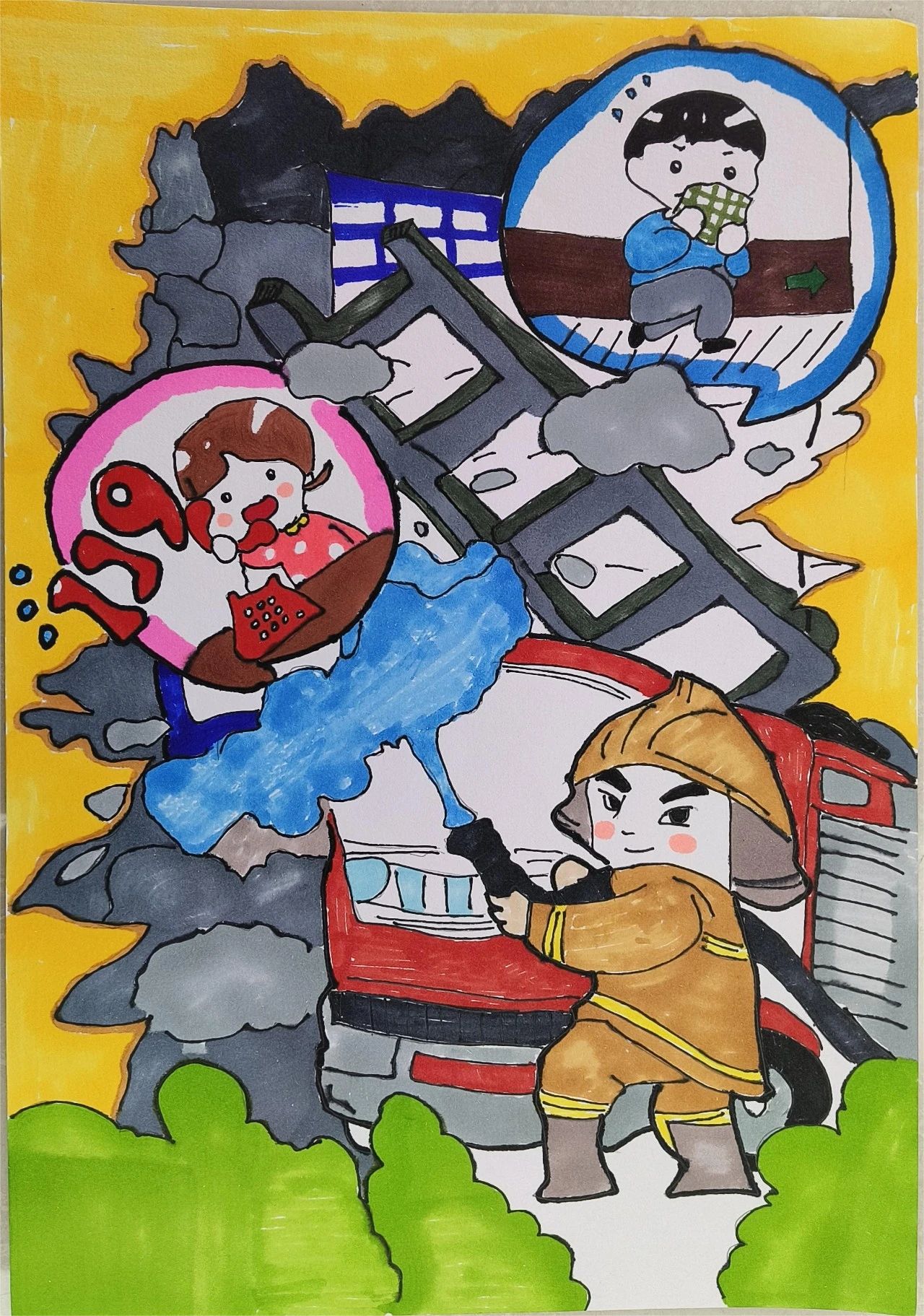 童心火焰蓝消防绘画作品展示（8）