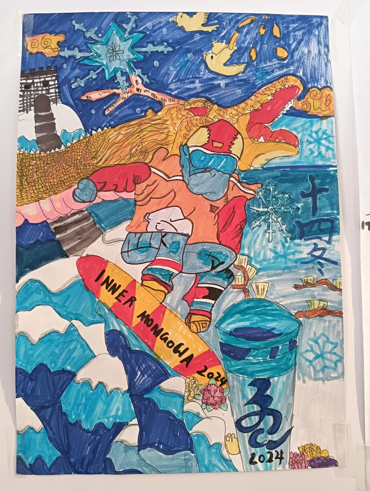 “童心巧手绘冬运 相约魅力十四冬”儿童画画图片（13）