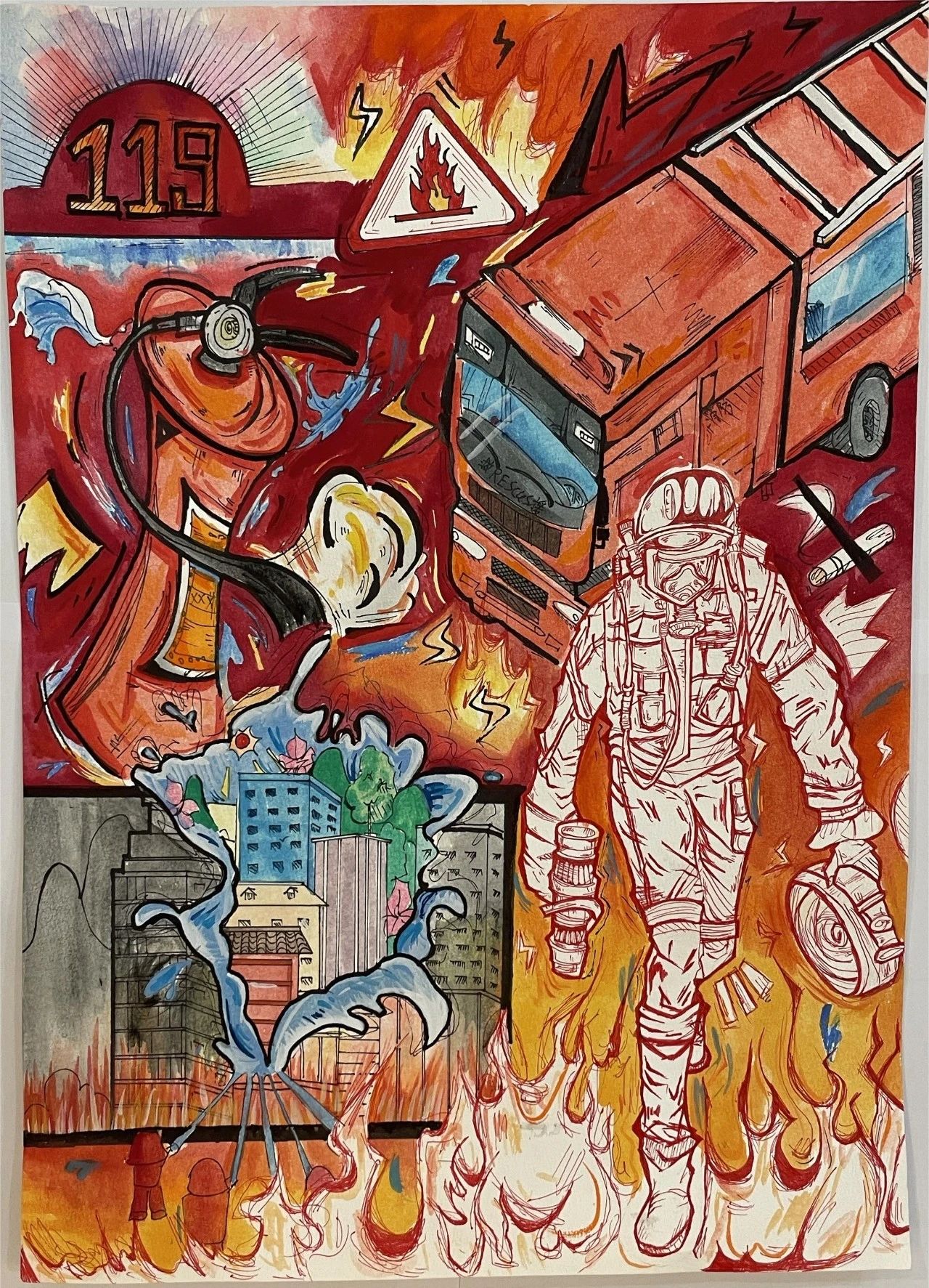《厉害了我的消防员》绘画作品展示（十九）