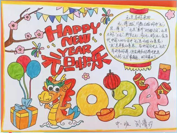 2024“龙年大吉 元旦快乐”最新儿童绘画（12）