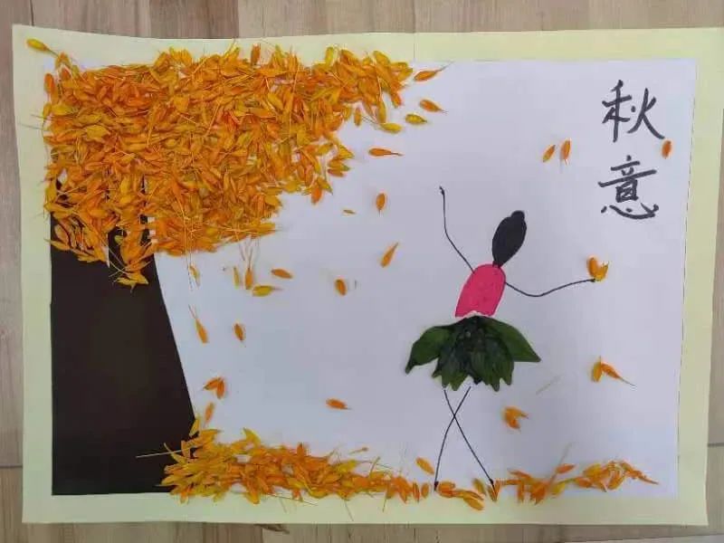 创意的秋天树叶贴画作品（6）