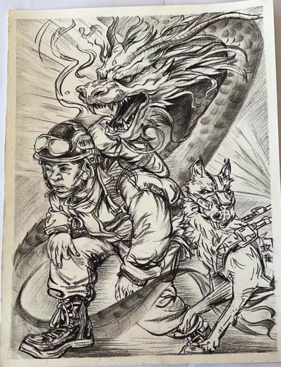 最美逆行者一一致敬消防英雄绘画作品（7）