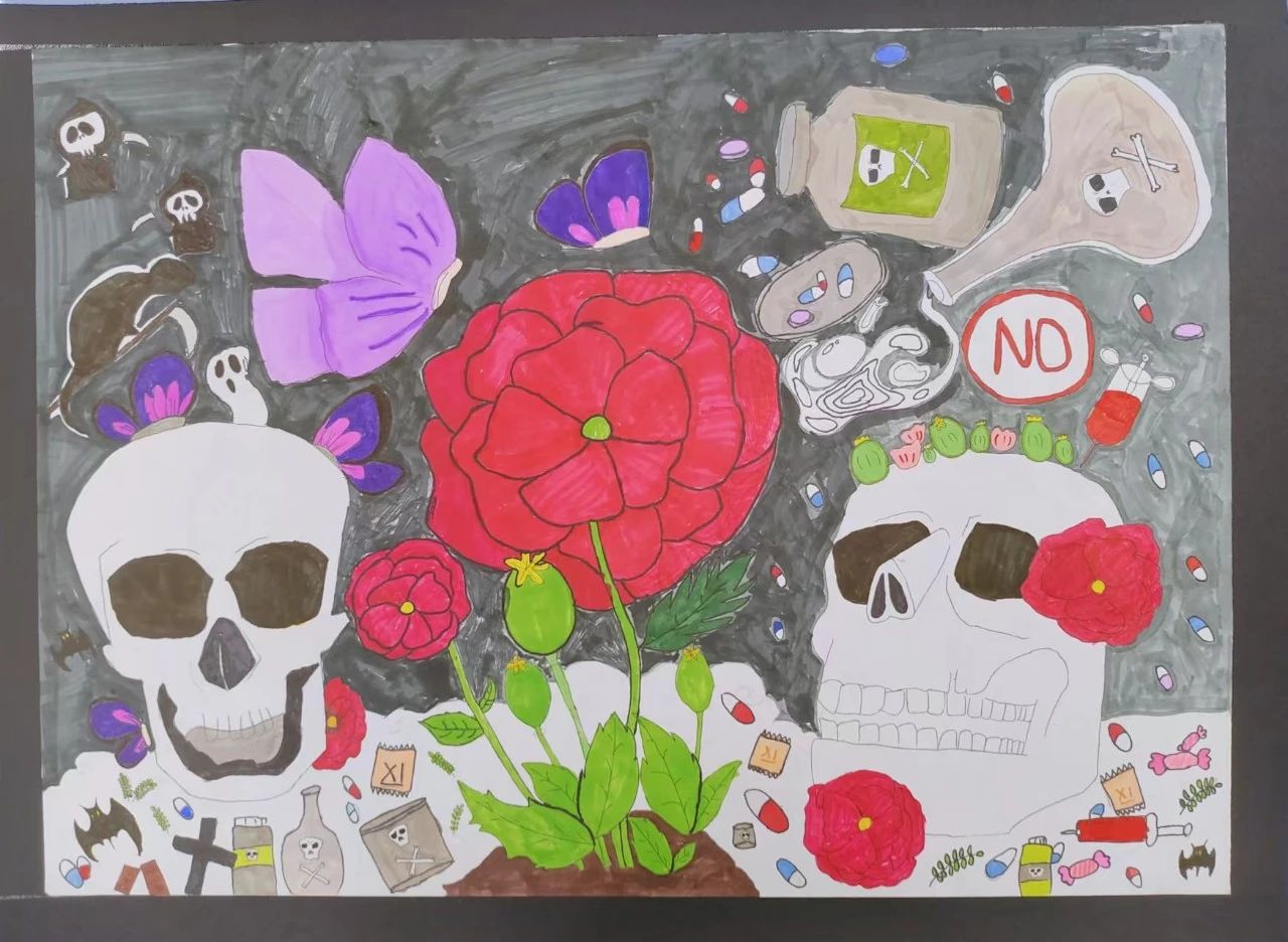“青春无毒 逐梦未来”优秀画画作品（16）