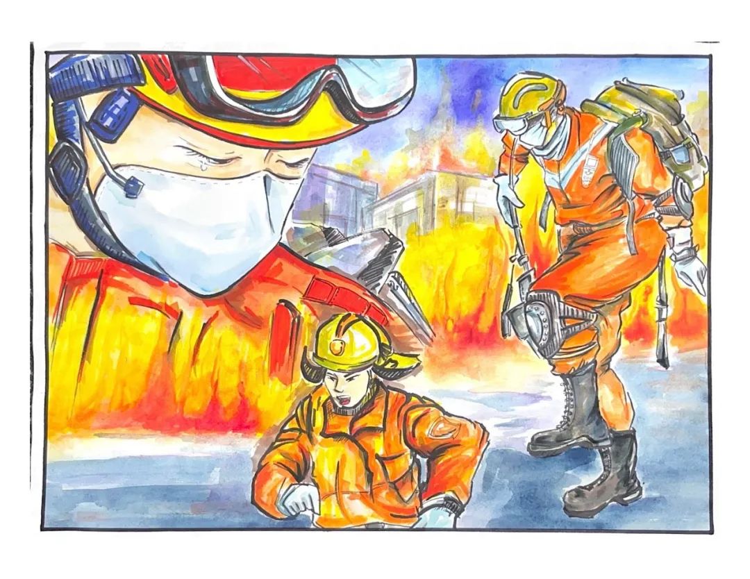 “小小消防员 追梦火焰蓝”消防主题绘画（14）