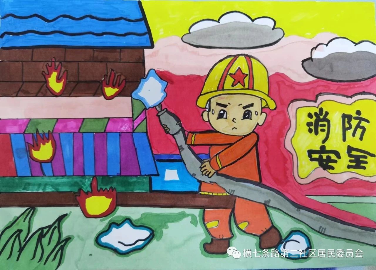 儿童画消防安全主题绘画图片（1）