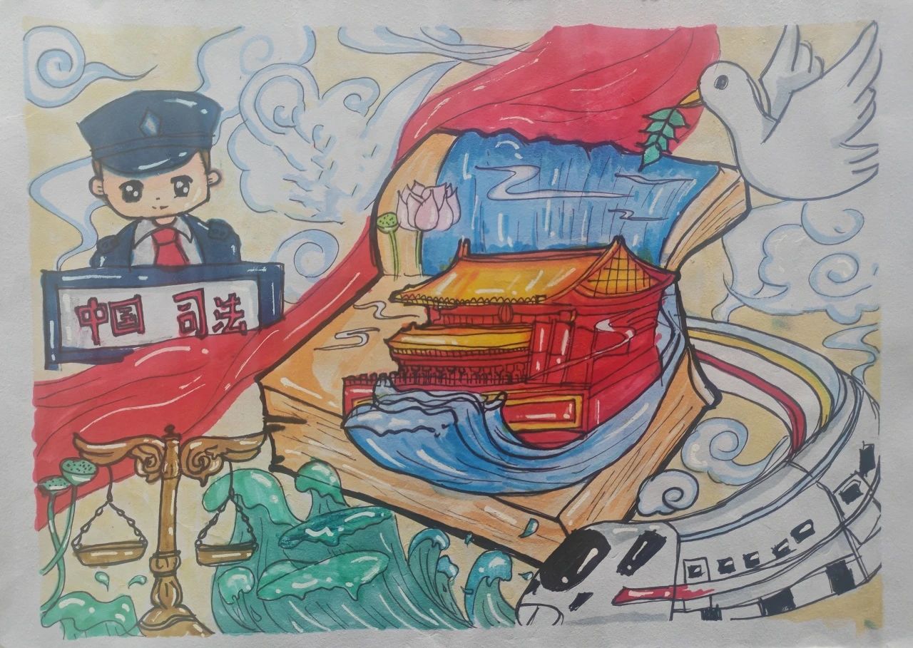 “弘扬宪法精神 维护宪法权威”绘画作品图片（5）