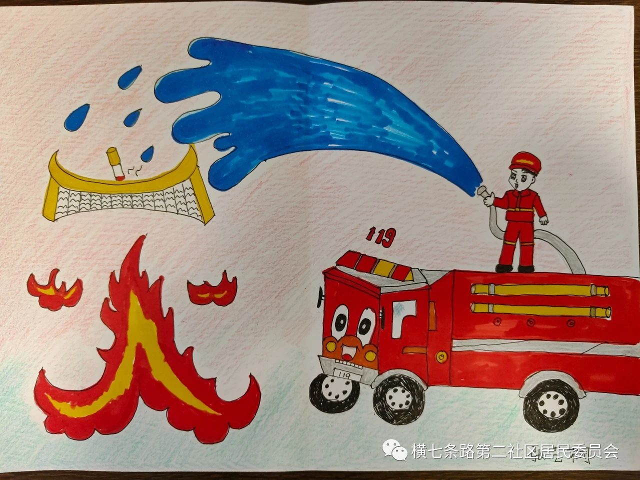 儿童画消防安全主题绘画图片（4）