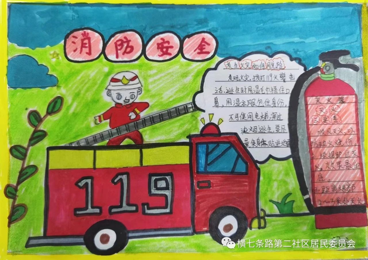 儿童画消防安全主题绘画图片（6）