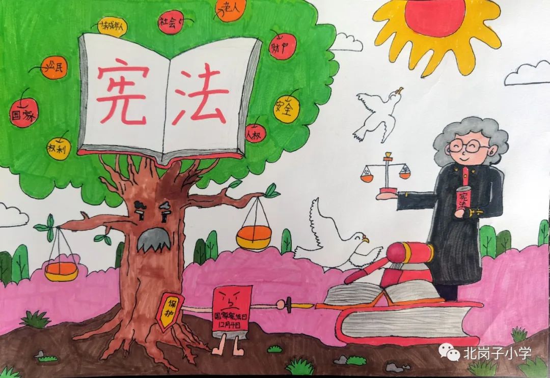 漂亮的“童心绘宪法 争做宪法小卫士”画画图片（16）
