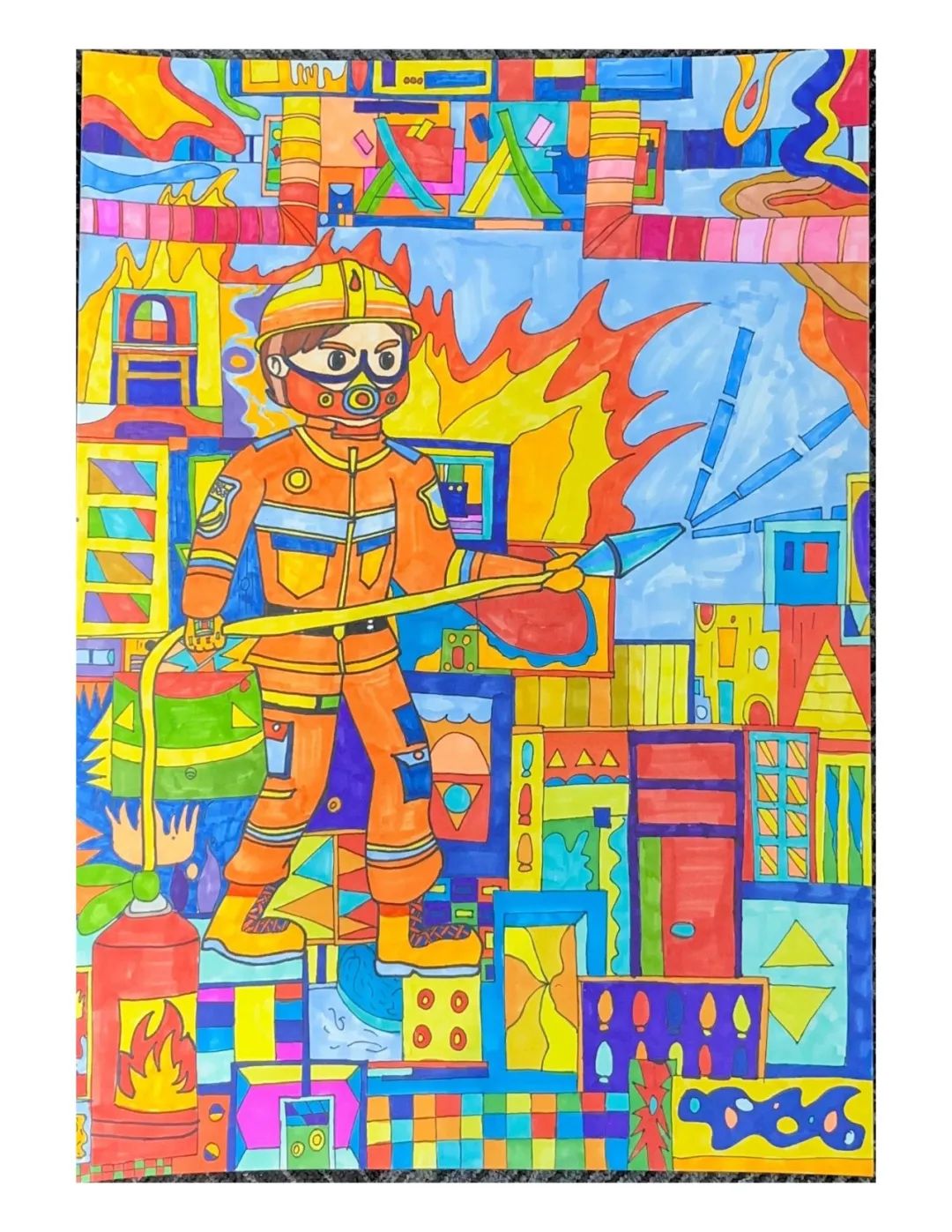 “小小消防员 追梦火焰蓝”消防主题绘画（9）