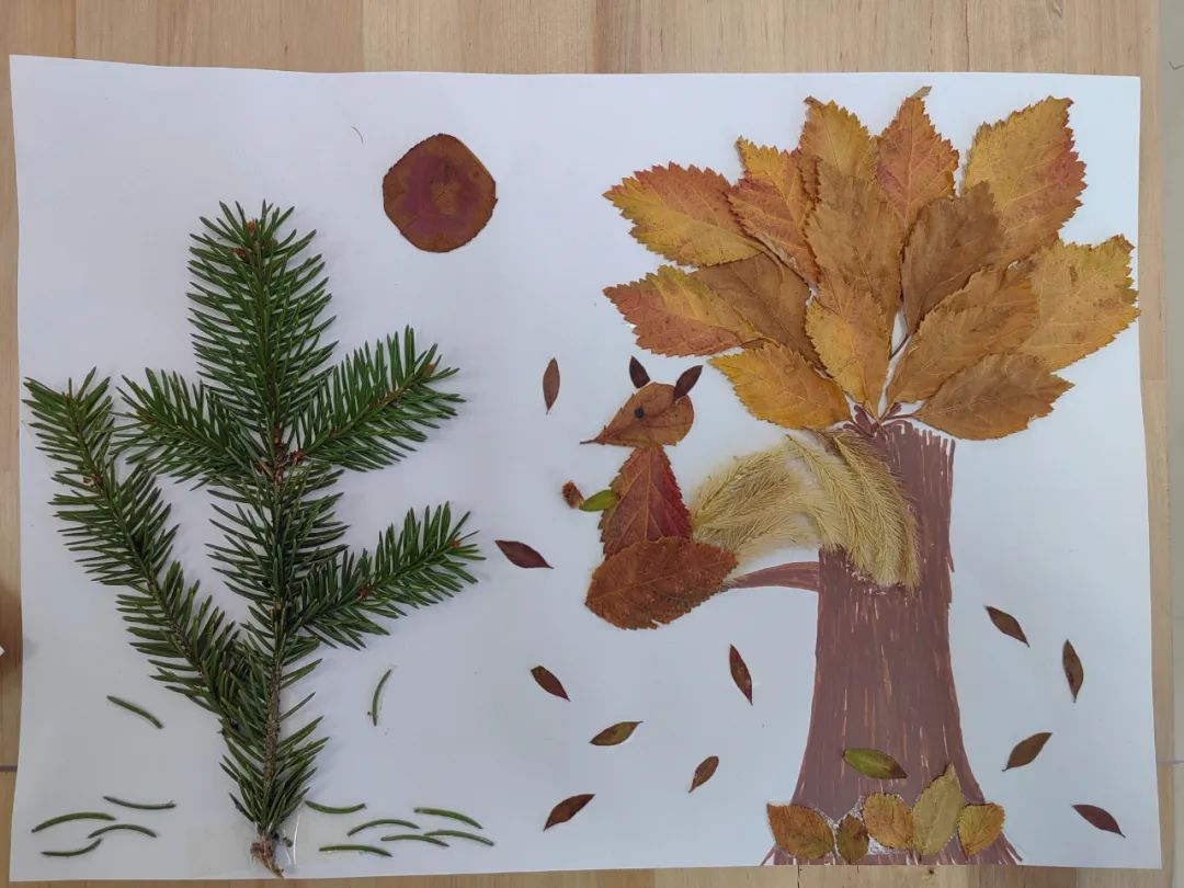 创意的秋天树叶贴画作品（13）