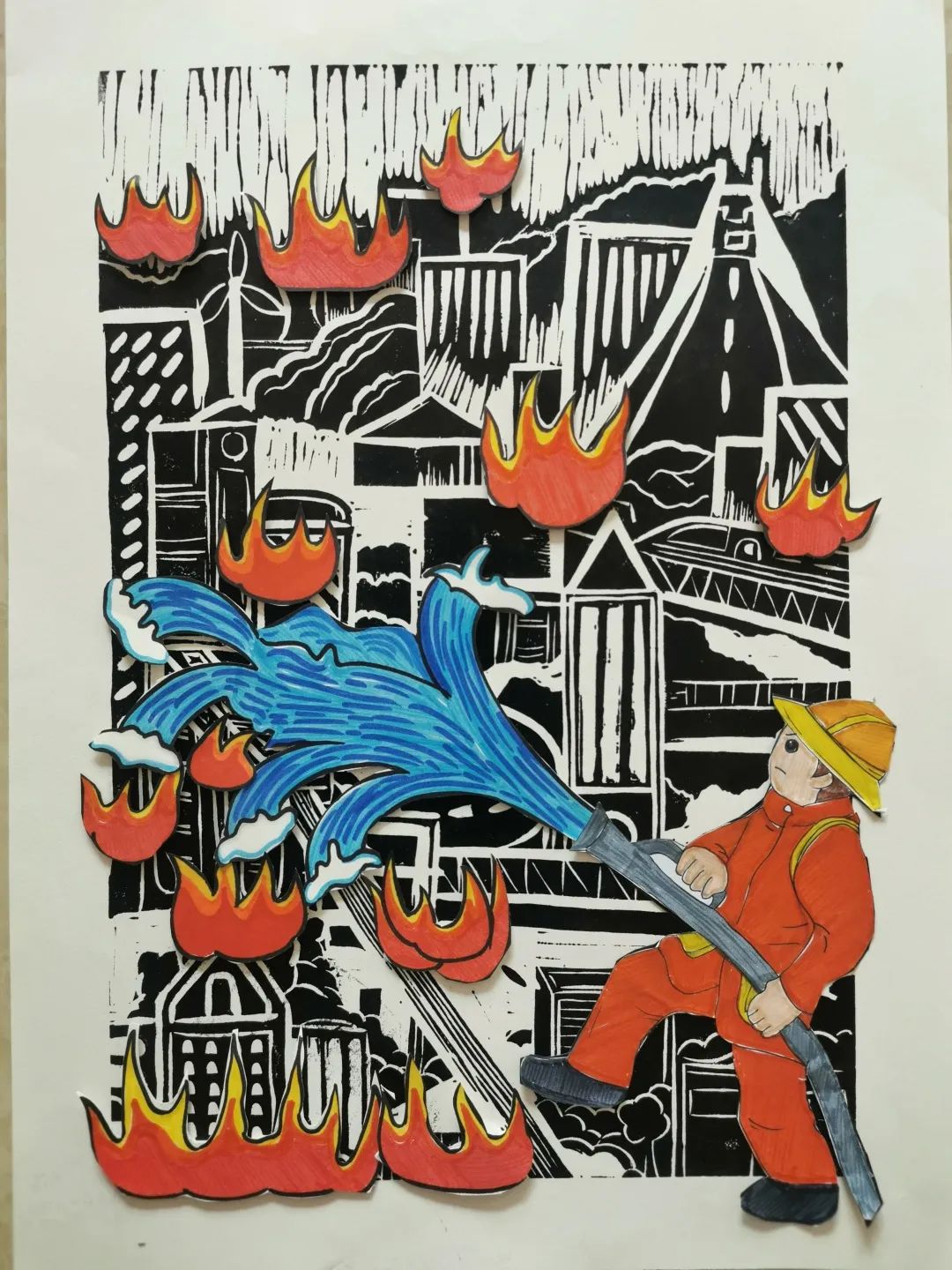 “手绘消防梦 安全记心间”小学生儿童绘画（5）