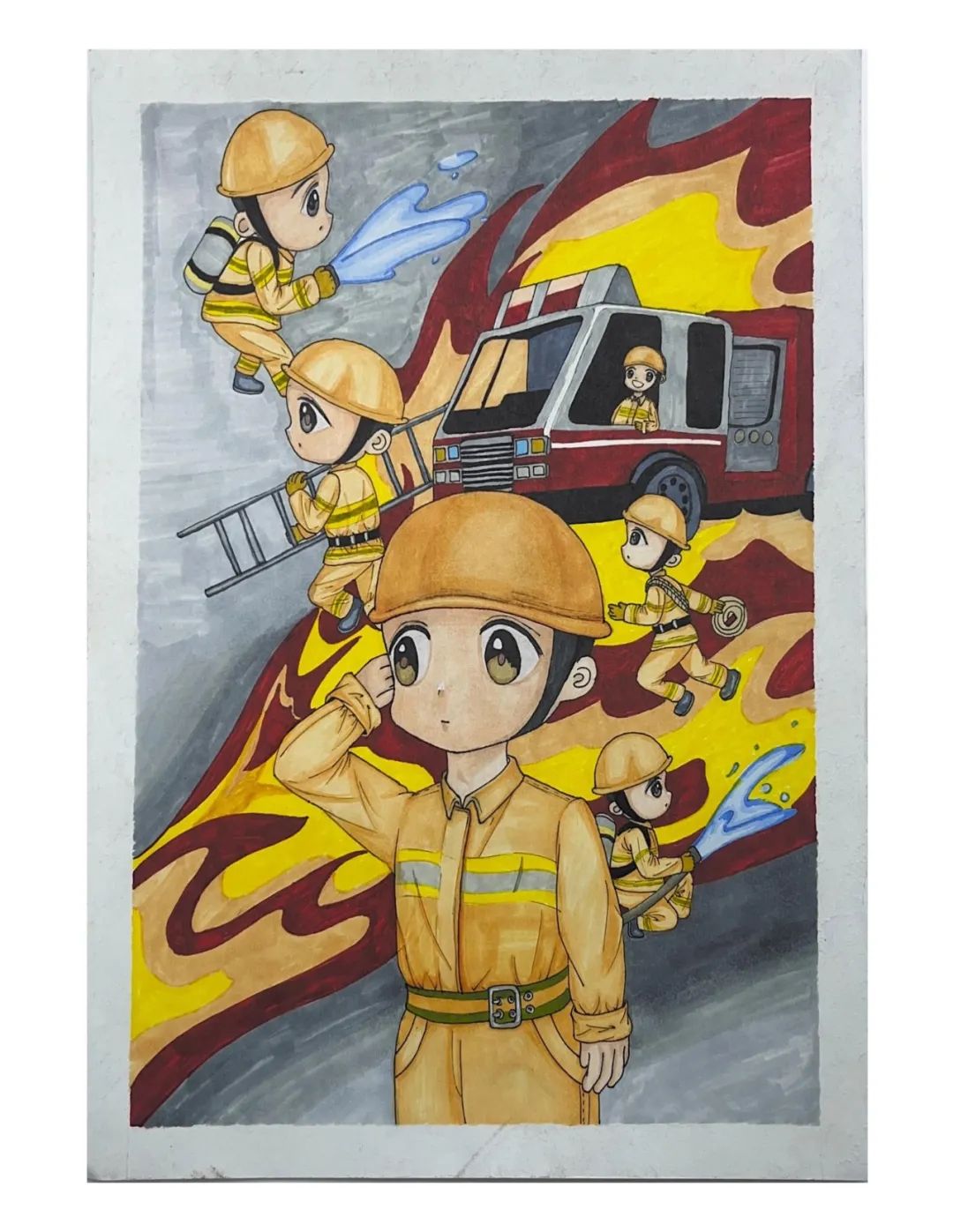 “小小消防员 追梦火焰蓝”消防主题绘画（8）
