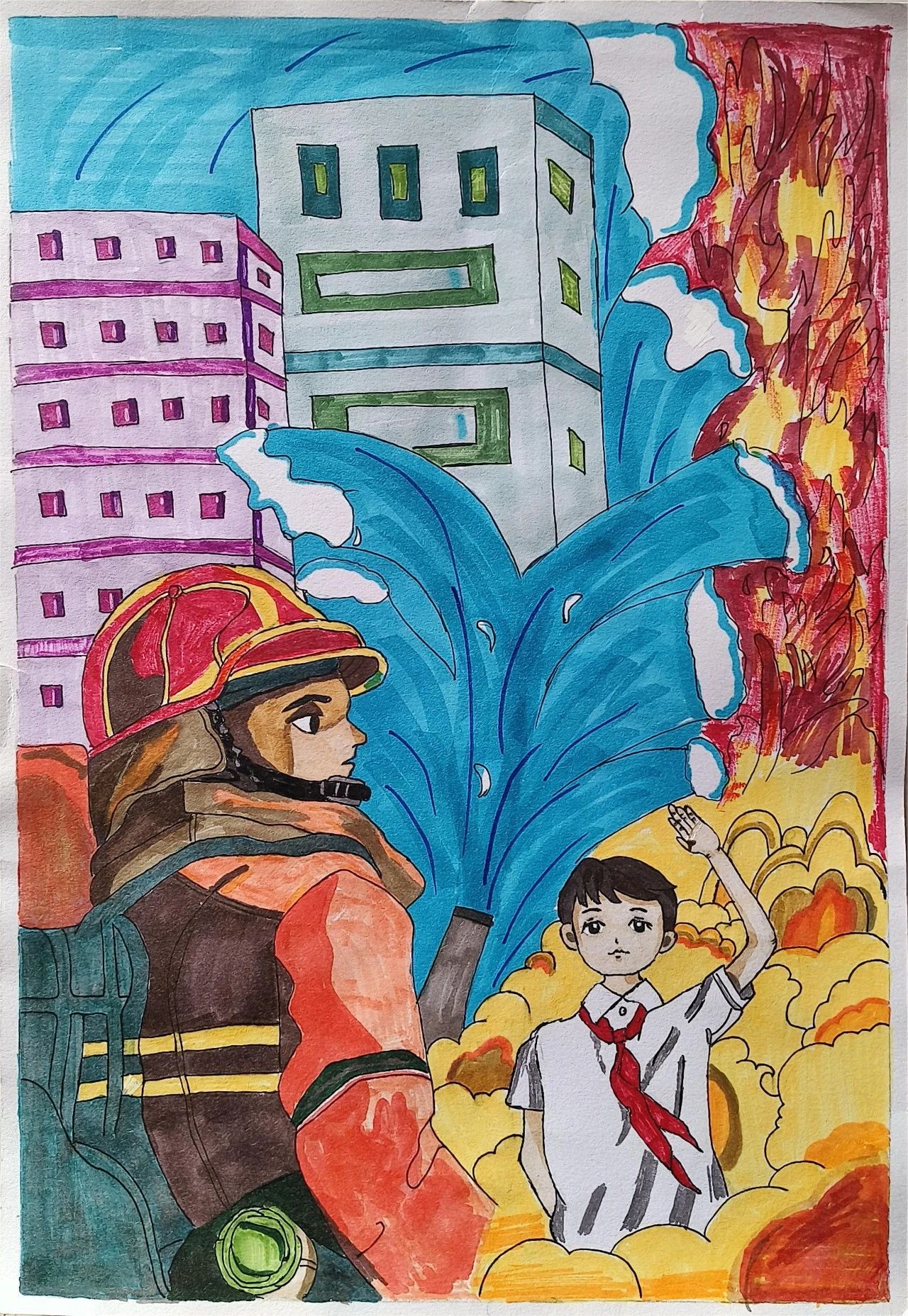 “手绘消防知识 安全谨记在心”消防安全图片（13）