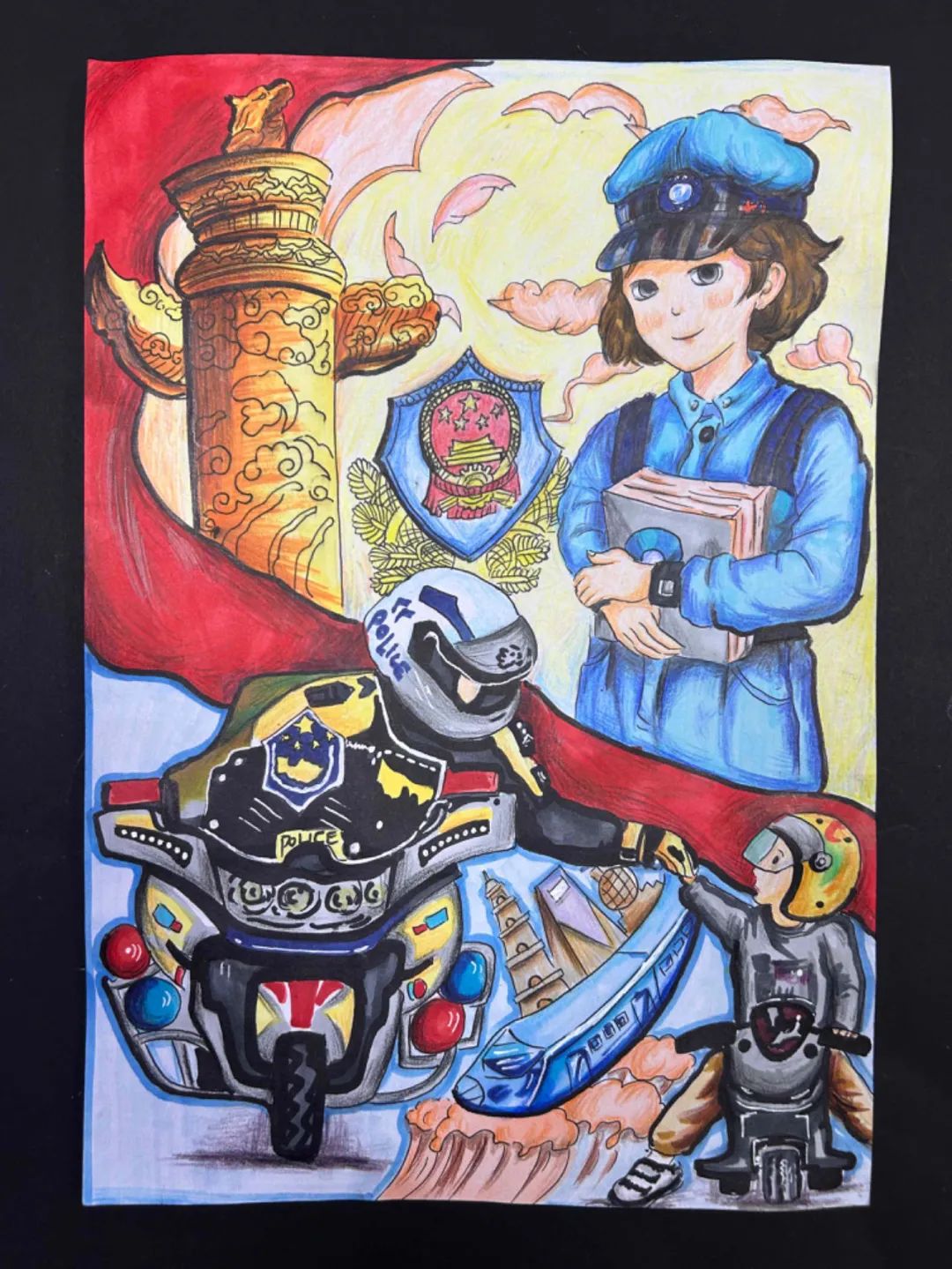 关于警察节的儿童绘画图片（11）